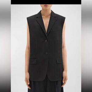 Theory Black  Oversized Boxy Vest in Cotton Twill P/S